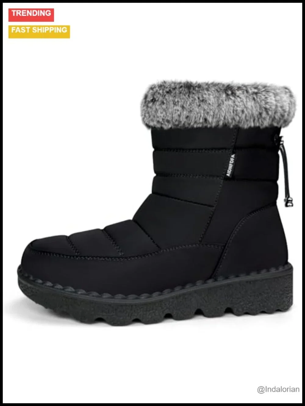 Winter Snow Boots: Fur Lined Ankle Booties Waterproof Walking Shoes with Zipper